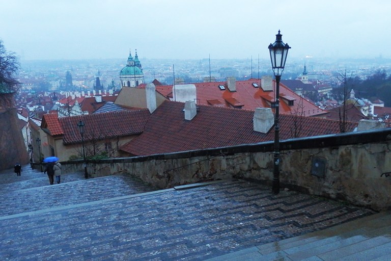 Prague old town in the rain